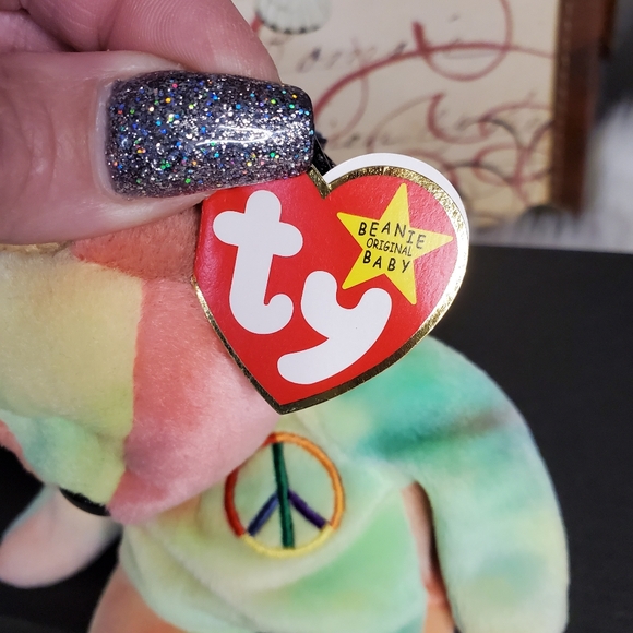 PEACE beanie baby bear RARE mint - Picture 9 of 13